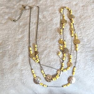 #161 NY Yellow and Gold Beaded Necklace